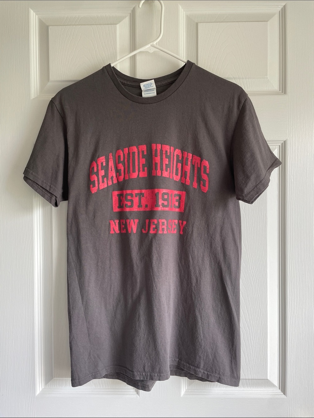 Seaside Heights New Jersey Gray Tee with Red Graphic - Unisex